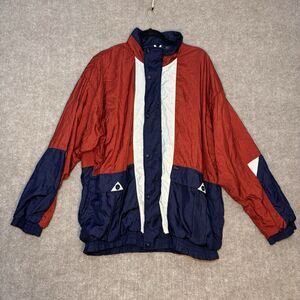 Vintage Christian Dior Brick‎ Red White Blue Color Block Windbreaker Jacket Sz L